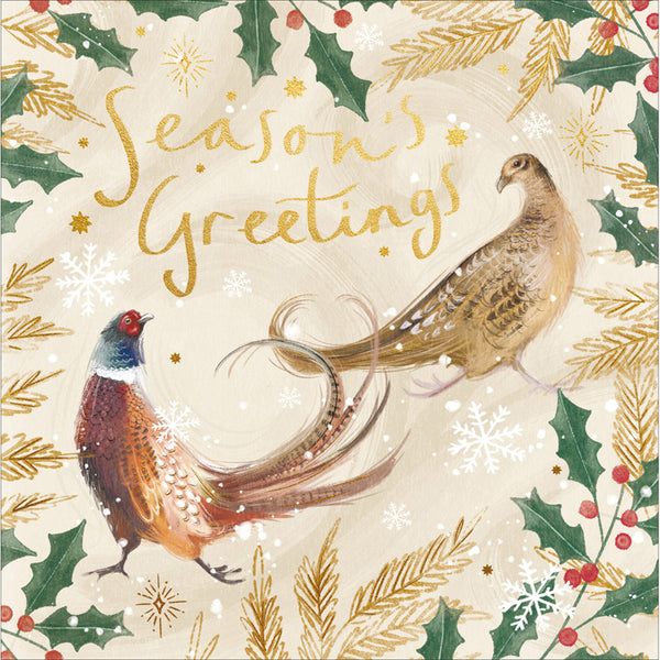 Woodmansterne Pheasants Surrounded Christmas Card image 0