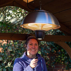 La Hacienda Silver Hanging Mushroom Heater with LED and Remote Control image 0