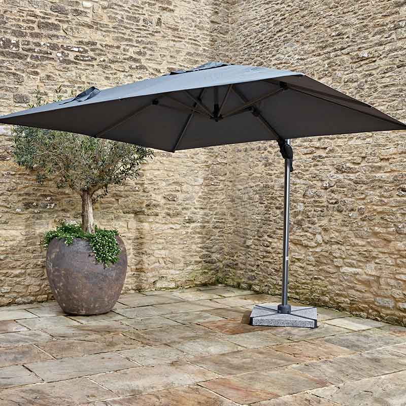 Bramblecrest Chichester 3 x 3m Square Cantilever Parasol in Grey with Granite Base &amp; Cover image 0