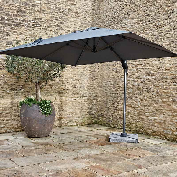 Bramblecrest Chichester 3 x 3m Square Cantilever Parasol in Grey with Granite Base &amp; Cover image 1