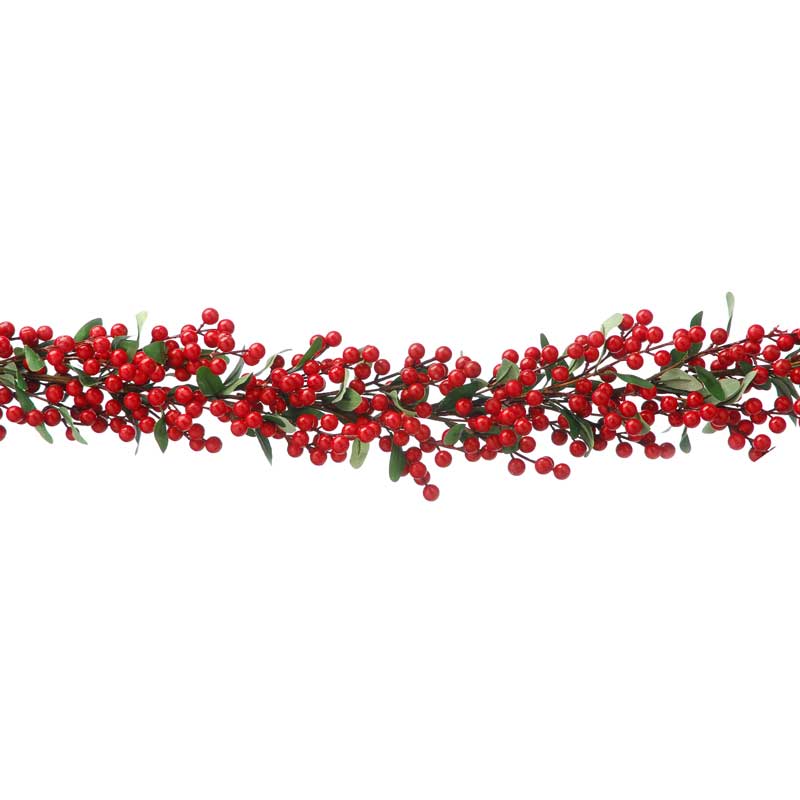 Festive Red Berry & Green Foliage Garland image 0