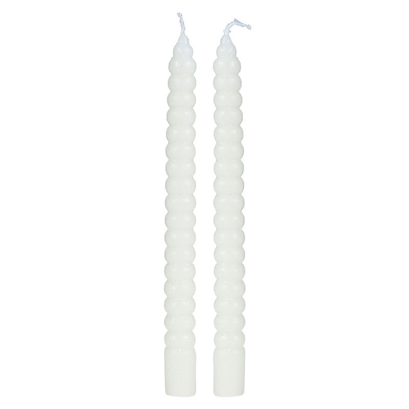 Decoris Cream Stacked Ellipsoid Dinner Candles (Pack of 2) image 0