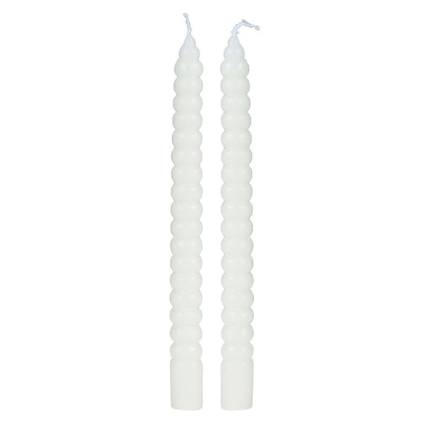 Decoris Cream Stacked Ellipsoid Dinner Candles (Pack of 2) image 0