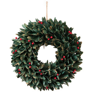 Festive Green Leaf & Red Berry Wreath image 0