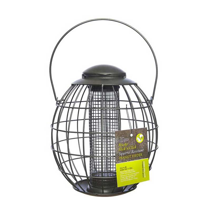 Tom Chambers Pewter Flick 'n' Click Squirrel Resistant Peanut Feeder image 0