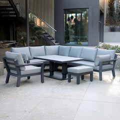 Supremo Como L-Shaped Corner Modular Sofa Set with Adjustable Table, Chair & Stool image 0