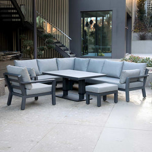 Supremo Como L-Shaped Corner Modular Sofa Set with Adjustable Table, Chair & Stool image 0
