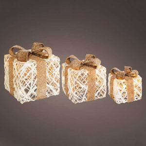 Lumineo LED Battery-Operated Rattan Giftboxes (Set of 3) image 6