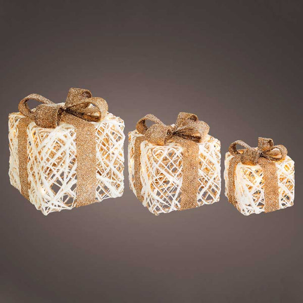 Lumineo LED Battery-Operated Rattan Giftboxes (Set of 3) image 6