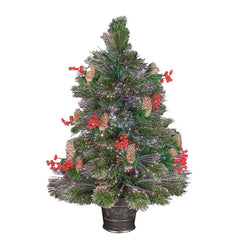 Premier LED Fibre Optic Bottle Brush Artificial Tree with Berries & Cones image 0