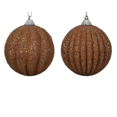 Decoris Foam Bauble with Glitter Beads in Pecan Brown (Assorted Designs) image 0