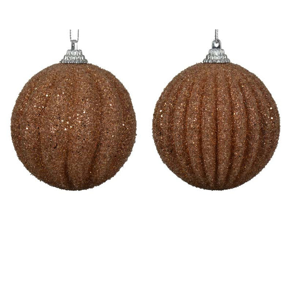 Decoris Foam Bauble with Glitter Beads in Pecan Brown (Assorted Designs) image 0