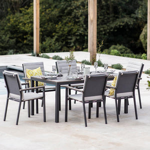 Bramblecrest Zurich 6 Seat Rectangular Dining Set with Parasol & Base image 1