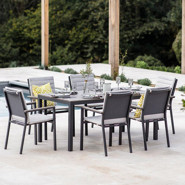 Bramblecrest Zurich 6 Seat Rectangular Dining Set with Parasol & Base image 1