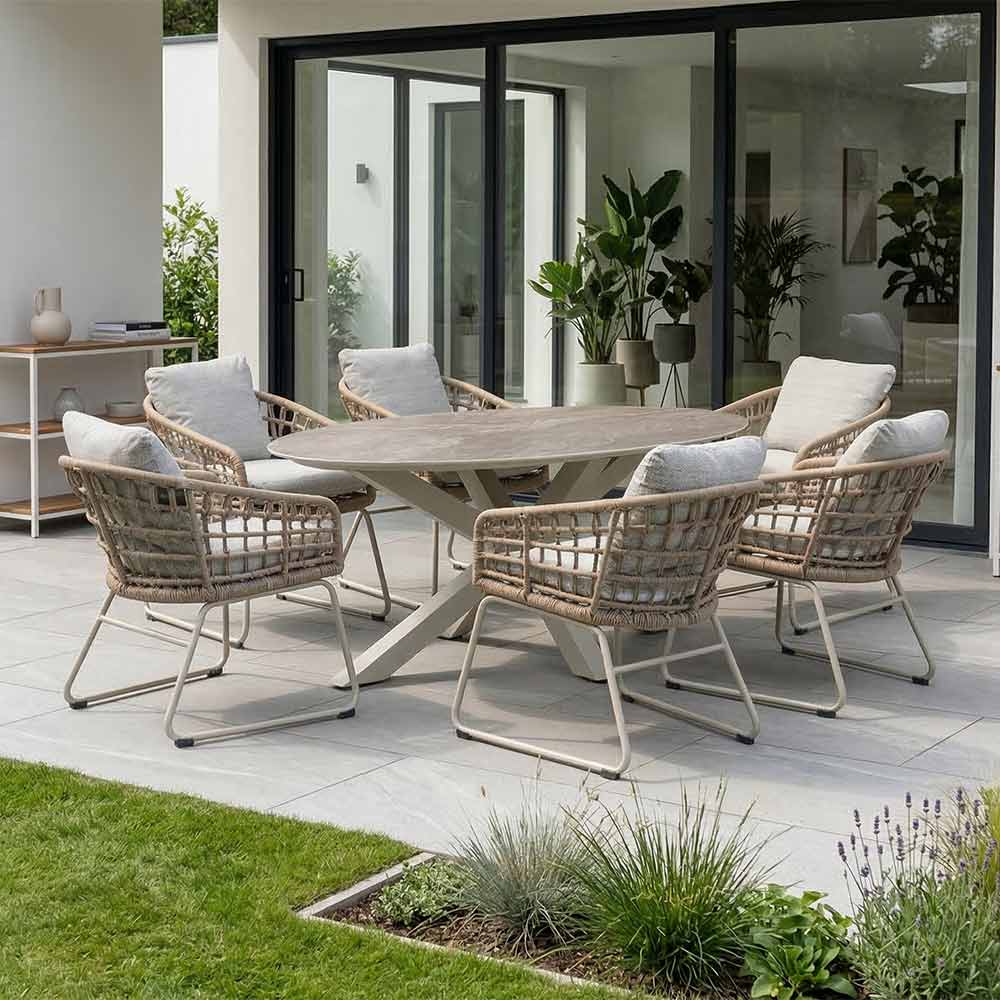 Orchard Life Juniper 6 Seat Dining Set with 180cm Elliptical Table image 0
