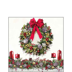 Ambiente Paper Cocktail Napkins - Bow On Wreath (Pack of 20) image 0