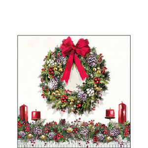 Ambiente Paper Cocktail Napkins - Bow On Wreath (Pack of 20) image 0