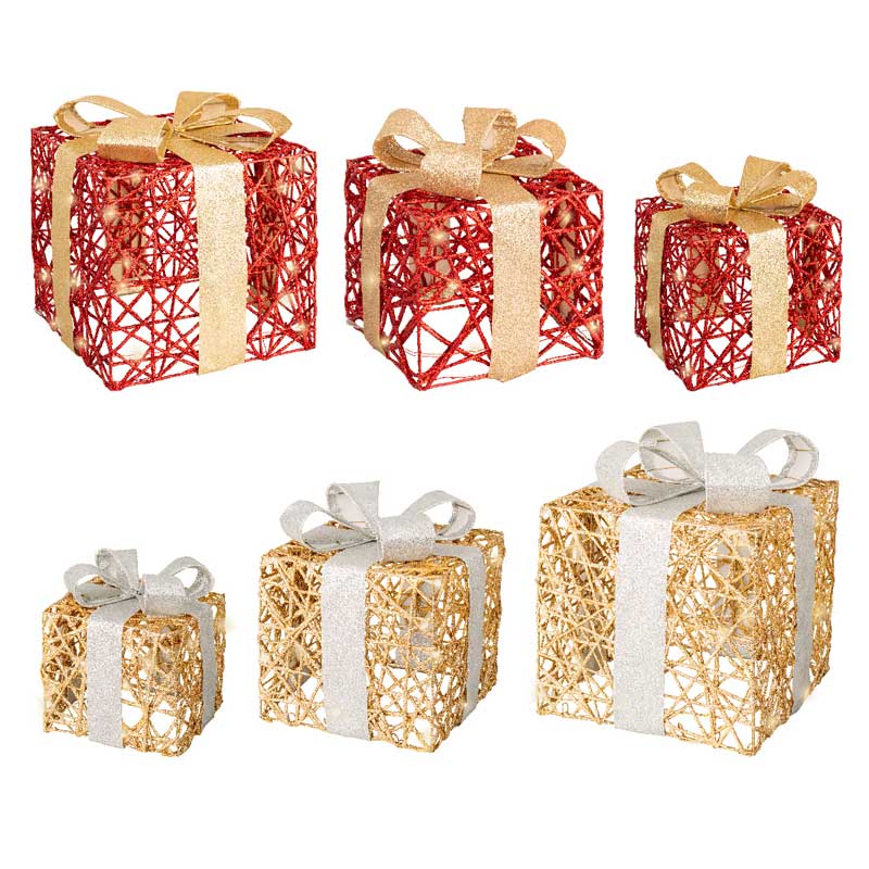 Lumineo Micro LED Battery-Operated Paper Giftboxes (Set of 3) image 0