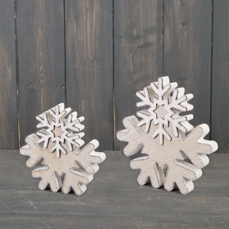 Satchville Whitewashed Wooden Snowflake image 0