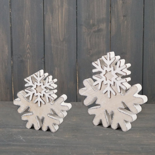 Satchville Whitewashed Wooden Snowflake image 0