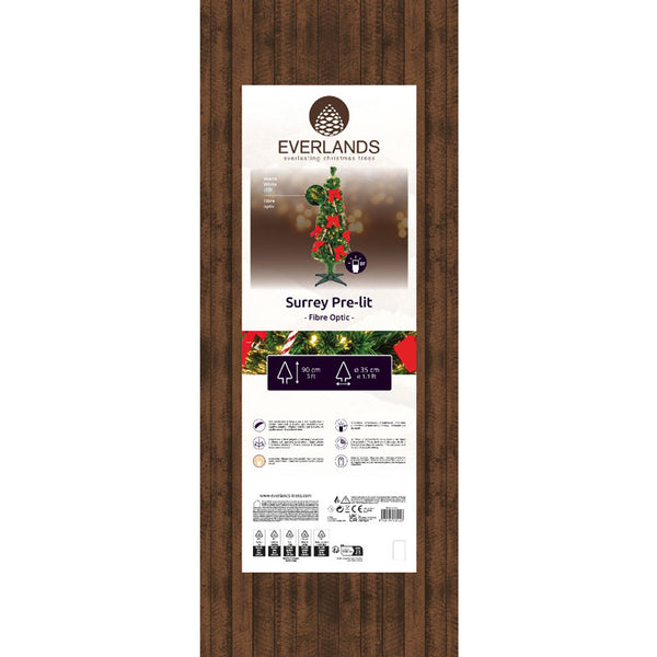 Everlands Fibre Optic Surrey Pre-Lit Christmas Tree - 3ft image 2