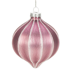 Weiste Satin Mauve Glass Bauble with Silver Glitter image 0