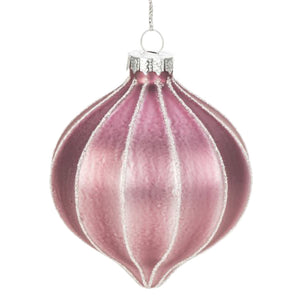 Weiste Satin Mauve Glass Bauble with Silver Glitter image 0