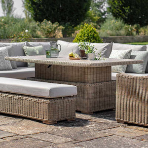 Bramblecrest Fairford L-Shaped Modular Sofa Set in Walnut Rattan with Piston Adjustable Table, Bench &amp; Sofa Chair image 2