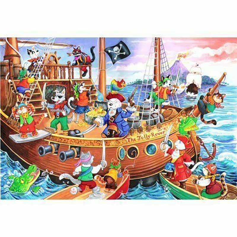 House of Puzzles Kidsjigz Pirates Ahoy 80 Piece Jigsaw Puzzle image 0