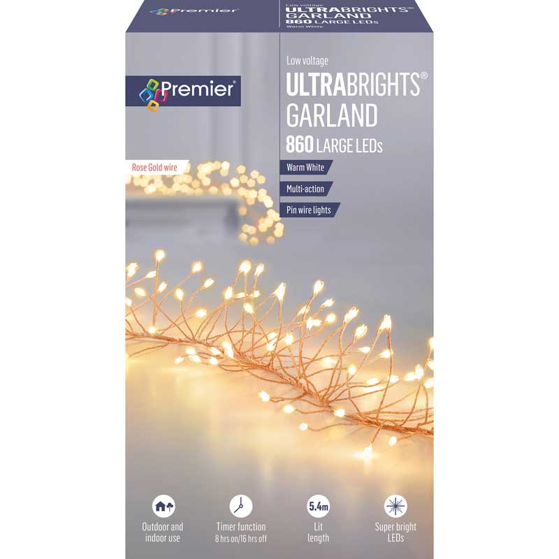 Premier 860 Multi-Action LED ULTRABRIGHTS GARLAND with Timer - Warm White image 0
