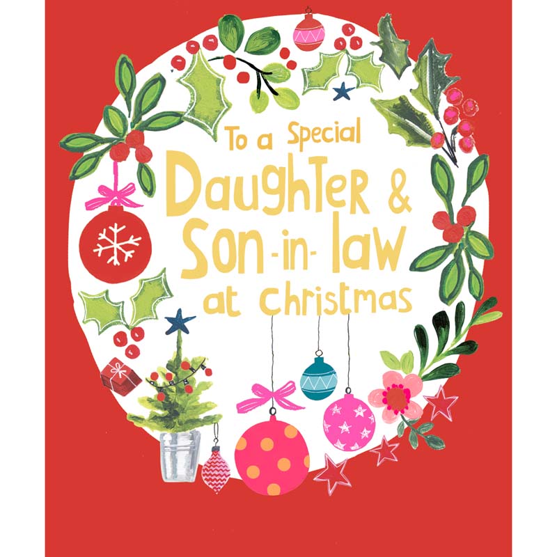 Paper Salad To A Special Daughter & Son-In-Law Wreath Christmas Card image 0