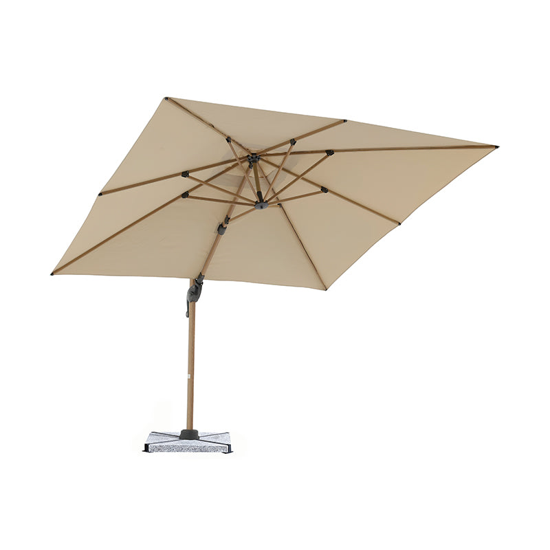 Bramblecrest Chichester 3m x 3m Square Cantilever Wood Effect Parasol in Sand with Granite Base &amp; Cover image 0