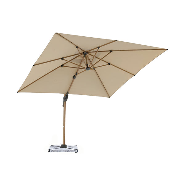 Bramblecrest Chichester 3m x 3m Square Cantilever Wood Effect Parasol in Sand with Granite Base &amp; Cover image 1