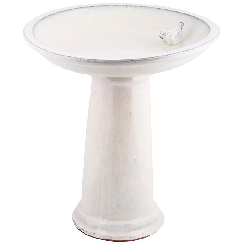 Fallen Fruits Ceramic Bird Bath on Pedestal Cream image 0