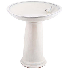 Fallen Fruits Ceramic Bird Bath on Pedestal Cream image 0
