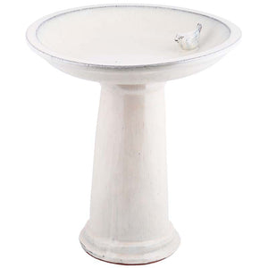 Fallen Fruits Ceramic Bird Bath on Pedestal Cream image 0