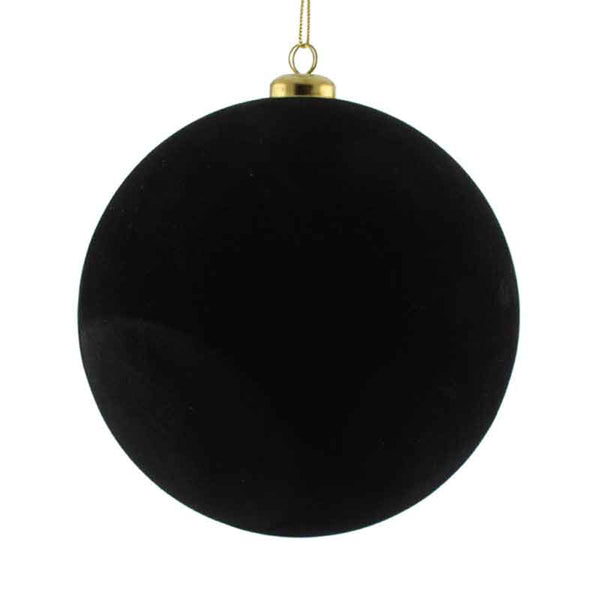 SageDecor Black Flocked Bauble - 15cm image