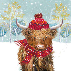 Ling Design Small Premium Cards - Cosy Highland Cow (Pack of 10) image 0