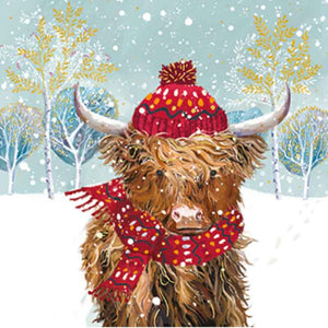 Ling Design Small Premium Cards - Cosy Highland Cow (Pack of 10) image 0