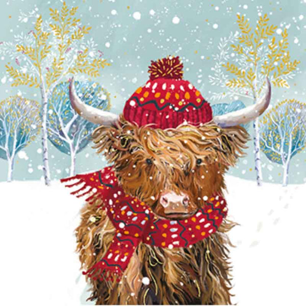 Ling Design Small Premium Cards - Cosy Highland Cow (Pack of 10) image 0