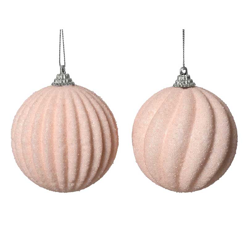 Decoris Foam Bauble with Glitter Beads in Blush Pink (Assorted Designs) image 0
