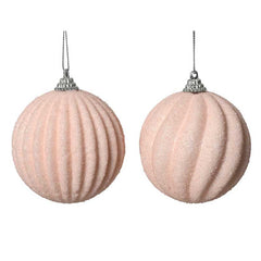 Decoris Foam Bauble with Glitter Beads in Blush Pink (Assorted Designs) image 0