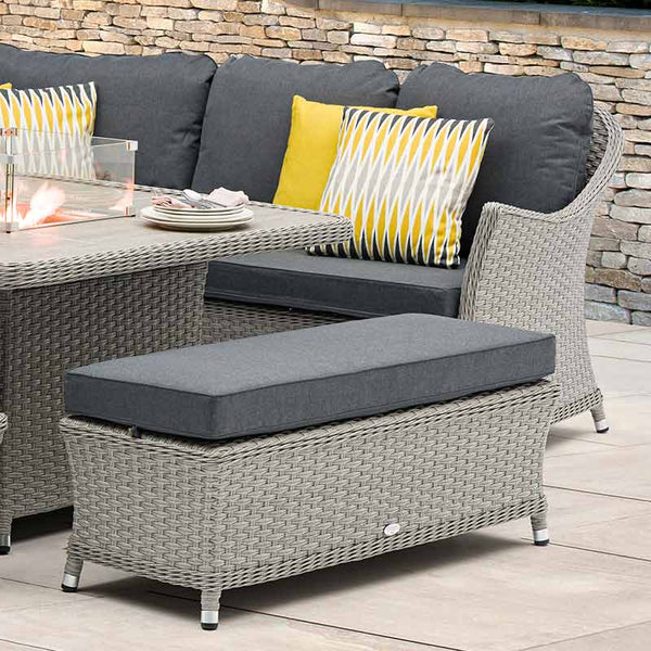 Bramblecrest Wentworth Curved Modular Corner Set in Pewter Rattan with Square Firepit Table &amp; 2 Benches image 3