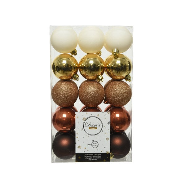 Decoris Shatterproof Baubles in Brown (Pack of 30) image 0