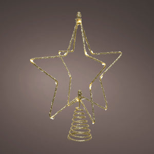 Lumineo Battery-Operated Micro LED Star Tree Topper with Gold Glitter image 1