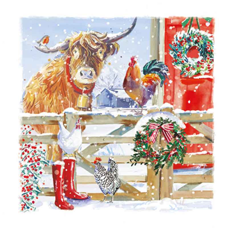 Ling Design Large Deluxe Cards - Winter On The Farm (Pack of 12) image 0