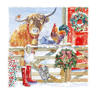 Ling Design Large Deluxe Cards - Winter On The Farm (Pack of 12) image 1