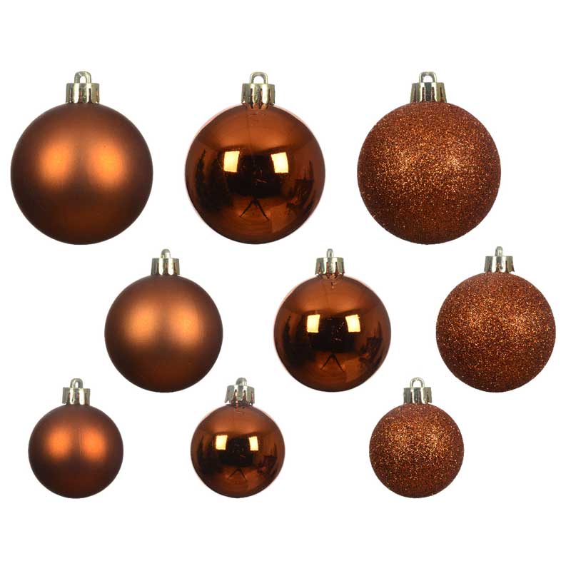 Decoris Shatterproof Baubles in Warm Cider (Pack of 30) image 0