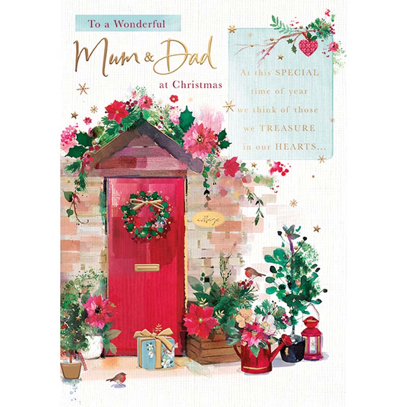Words N Wishes Red Front Door Scene Christmas Card image 0