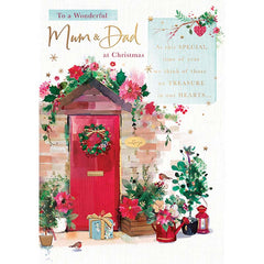Words N Wishes Red Front Door Scene Christmas Card image 0